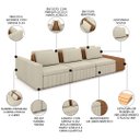 Ver imagem 3 de Sofá Ilha e Puff Sala Living 395cm Siesta M22 Linho Cru/marrom - Mpozenato