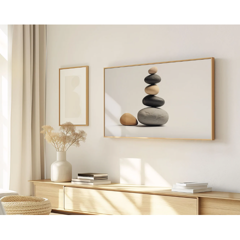 Quadro Decorativo N°171 115x70cm - Panorâmico Botânico - Pedras de Equilíbrio Zen Minimalista - Roll