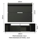 Ver imagem 4 de Rack Madesa Cancun e Painel para Tv até 65 Polegadas - Preto
