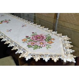Caminho de Mesa Rose Flower - 1,80 m Arte & Tear Caminho de Mesa Ponto Cruz - 1
