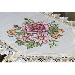 Caminho de Mesa Rose Flower - 1,80 m Arte & Tear Caminho de Mesa Ponto Cruz - 2