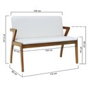 Ver imagem 2 de Banco 2 Lugares Lille Madeira Maciça Assento Estofado Corano Bege Decorise 110cm