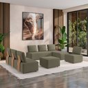 Ver imagem 1 de Sofá Liphis Sala de Estar Modulado Moderno Pés de Madeira Veludo Castor G45 - Gran Belo