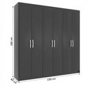 Ver imagem 4 de Guarda-roupa Casal Montreal 6 Portas 2 Gavetas Black - Evidência Móveis