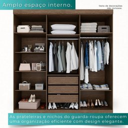 Guarda-roupa Solteiro 6 Portas 3 Gavetas Espanha - Mais Móveis Cor New Canion/off-white - 6