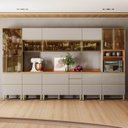 Ver imagem 1 de Cozinha Completa Modulada 370cm x 218,5cm Aéreo Rft Pnl e Crt 8 Peças Proença Bege/Nogueira/Nude Prime