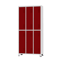 Ver imagem 1 de Armário Roupeiro de Aço para Vestiário 6 Portas Locker Vermelho com Chave