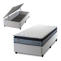 Conjunto Box Baú Solteirão Chicago Branco 96x203x64 Espuma D33 - 1
