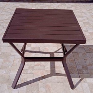 Mesa de Apoio com Tampo em Alumínio - Marrom MÓVEIS E LAZER