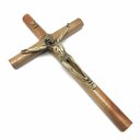 Ver imagem 3 de Crucifixo Parede Cilíndrico Cristo Metal São Bento Dourado 26 Cm Armazém Católico 166207