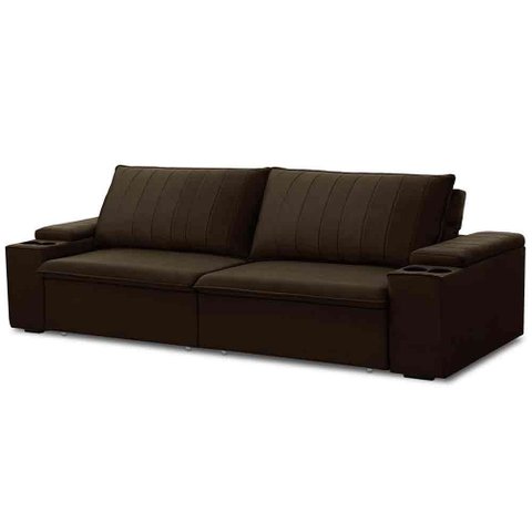 Sofá Retrátil Reclinável 3 Lugares 245cm Baluart F05 Veludo Marrom - Mpozenato