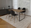 Ver imagem 1 de Mesa Industrial Base de Ferro Preto Tampo 137x90 Amêndoa 4 Cadeiras Eames Madeira Assento Preto