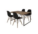 Ver imagem 2 de Mesa Industrial Base de Ferro Preto Tampo 137x90 Amêndoa 4 Cadeiras Eames Madeira Assento Preto