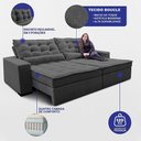 Ver imagem 3 de Sofá Retrátil e Reclinável 2,12m Molas Ensacadas Belle. Boucle Cama Inbox Cinza Escuro