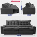 Ver imagem 4 de Sofá Retrátil e Reclinável 2,12m Molas Ensacadas Belle. Boucle Cama Inbox Cinza Escuro
