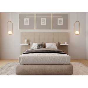 Cabeceira Estofada - Angra Casal Bege + Bancada - Quarto Box