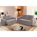 Ver imagem 1 de Sofá Veneza 5 Lugares, Conjunto 3e2 - Retrátil - de Casa Décor e Estofados Cinza Claro