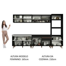 Armário de Cozinha Completa 310cm Preto Reims Madesa 02 - 6