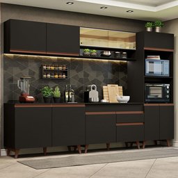 Armário de Cozinha Completa 310cm Preto Reims Madesa 02 - 2