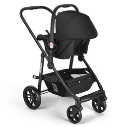 Carrinho de bebê Passeio Beyond 2 em 1 Assento Moisés 0-15kg Preto com Cinza Multikids Baby - - 11