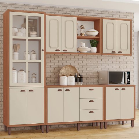 Cozinha Modulada Completa Júlia 100% Mdf Tuboarte com 2 Balcões Independentes e 11 Portas
