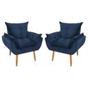 Ver imagem 1 de Kit 2 Poltronas Decorativa Opala Pés Palito Veludo Azul Marinho Chamby Móveis