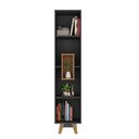 Ver imagem 4 de Estante de Livros 39CMX181CM Pés em Madeira Maciça 1 Porta com Nicho Yescasa Cinza/Grafite/Nogal