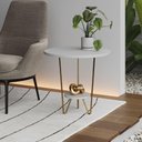 Ver imagem 1 de Mesa Lateral Redonda Industrial Italy Ferro Dourado e Tampo Branco