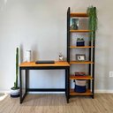 Ver imagem 4 de Home Office Escrivaninha e Estante Linea Slim Moderno sem Gavetas Madeira Pinus 96cm Carvalho