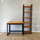 Ver imagem 1 de Home Office Escrivaninha e Estante Linea Slim Moderno sem Gavetas Madeira Pinus 96cm Carvalho