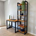 Ver imagem 3 de Home Office Escrivaninha e Estante Linea Slim Moderno sem Gavetas Madeira Pinus 96cm Carvalho
