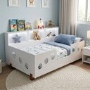 Ver imagem 3 de Cama Infantil Montessoriana Lanna + Colchão Juvenil LED e Nicho Branca Quarto de Criança Completa Md