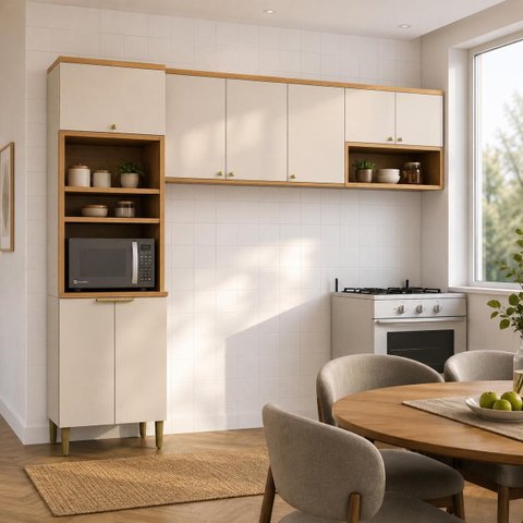 Cozinha Modulada Selene 8 Portas Jequitiba Linea