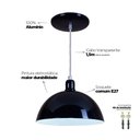 Ver imagem 4 de Pendente Meia Lua 24cm Luminária Lustre Alumínio Preto Brilhante