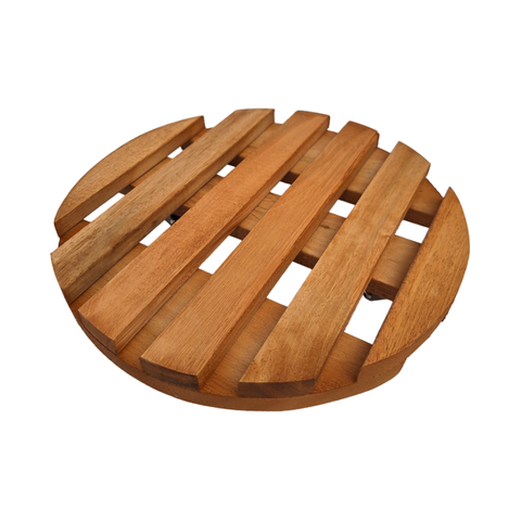 Suporte Vaso Redondo 28cm Roda Gel Mogno