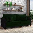 Ver imagem 1 de Sofá Montecarlo 3 Lugares 232cm Veludo/pu Verde/preto
