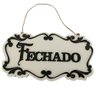 Placa Decorativa Mdf 3mm “fechado/aberto” Corte a Laser para Portas e Paredes Branco - 1