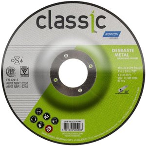 Disco de Desbaste Metal 4.1/2 POL x 6,4 MM Furo 7/8 POL Classic Kit 25 Peças NORTON