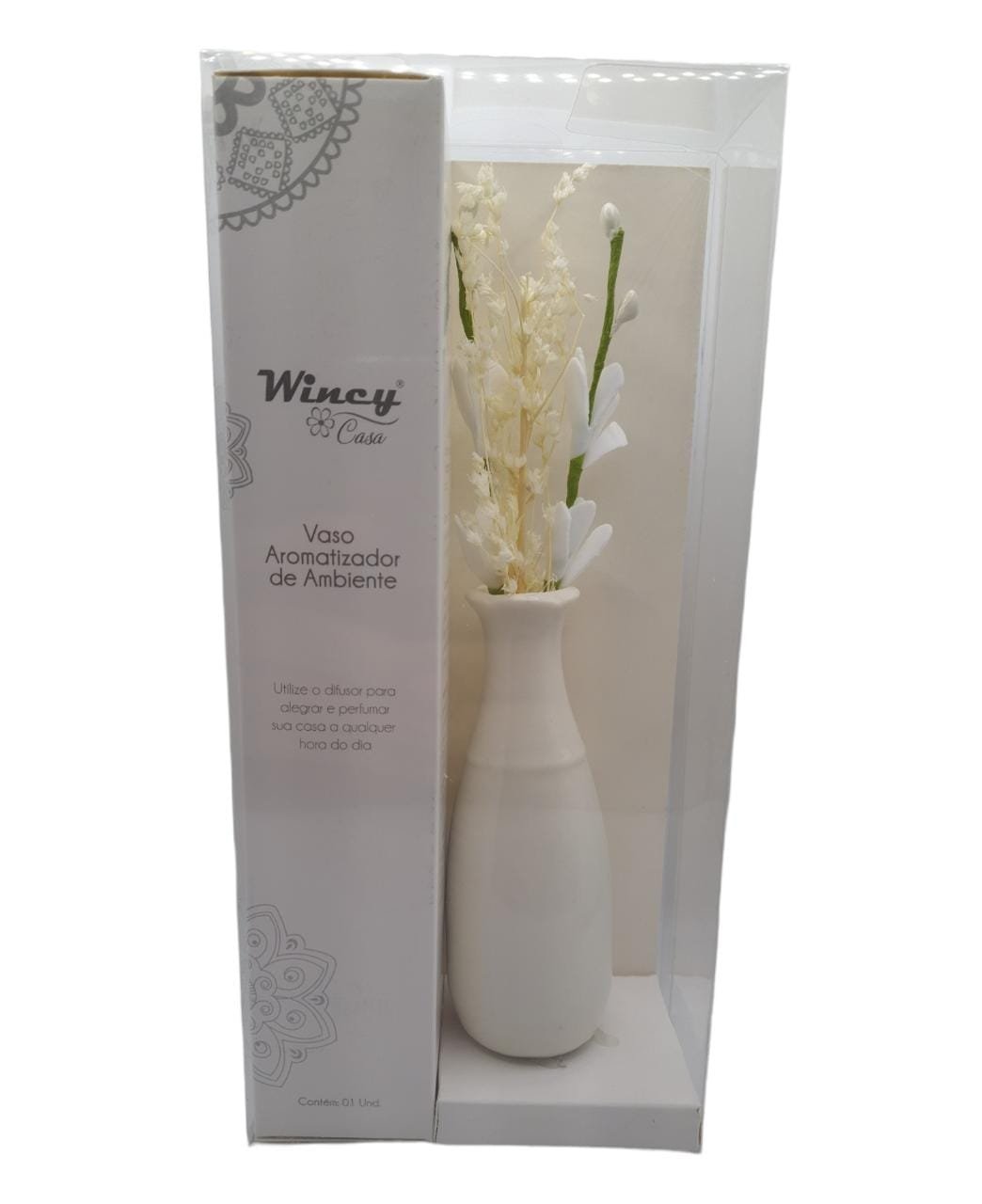 Vaso Floral Aromatizador de Ambiente Porcelana com Varetas:Branco