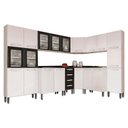Ver imagem 1 de Cozinha Modulada Completa 8pçs 3 Armários 3 Balcões 2 Paneleiros C8p23 Branco/preto - Bertolini