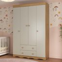 Ver imagem 1 de Guarda-roupa Infantil 122cm 4 Portas e 2 Gavetas Realeza Multimóveis Mp4453 Madeirado/off White