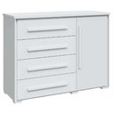 Ver imagem 1 de Cômoda para Quarto Branca com 4 Gavetas e 1 Porta Rimo