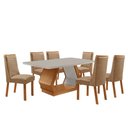 Ver imagem 2 de Mesa de Jantar Alvorada 180cm Tampo MDF Vidro Canto Copo com 6 Cadeiras Carolina
