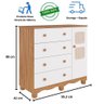 Cômoda Infantil Telinha 1 Porta 4 Gavetas 100% Mdf Amendoa/branco - 6