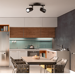 Spot Trilho de Sobrepor Moderno Direcionável Fokus 2 Lâmpadas E27 Bivolt:Preto/110V/220V - 3