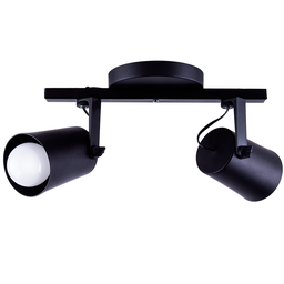Spot Trilho de Sobrepor Moderno Direcionável Fokus 2 Lâmpadas E27 Bivolt:Preto/110V/220V - 1