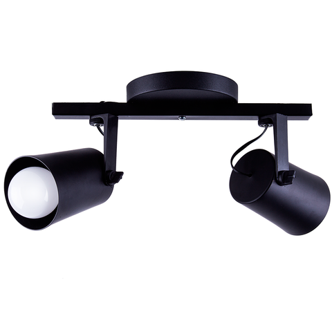 Spot Trilho de Sobrepor Moderno Direcionável Fokus 2 Lâmpadas E27 Bivolt:Preto/110V/220V