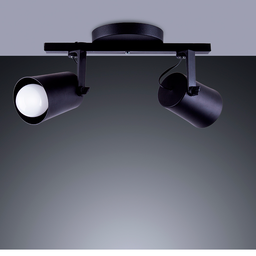 Spot Trilho de Sobrepor Moderno Direcionável Fokus 2 Lâmpadas E27 Bivolt:Preto/110V/220V - 2
