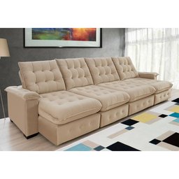 Sofá Coliseu 4.00m Retrátil e Reclinável Super Pillow - Bege - 3
