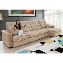 Sofá Coliseu 4.00m Retrátil e Reclinável Super Pillow - Bege - 1